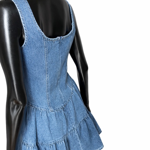 Forever 21 Denim Mini Dress Button Front Tiered NWT Size [M] Y2K - Picture 2 of 10